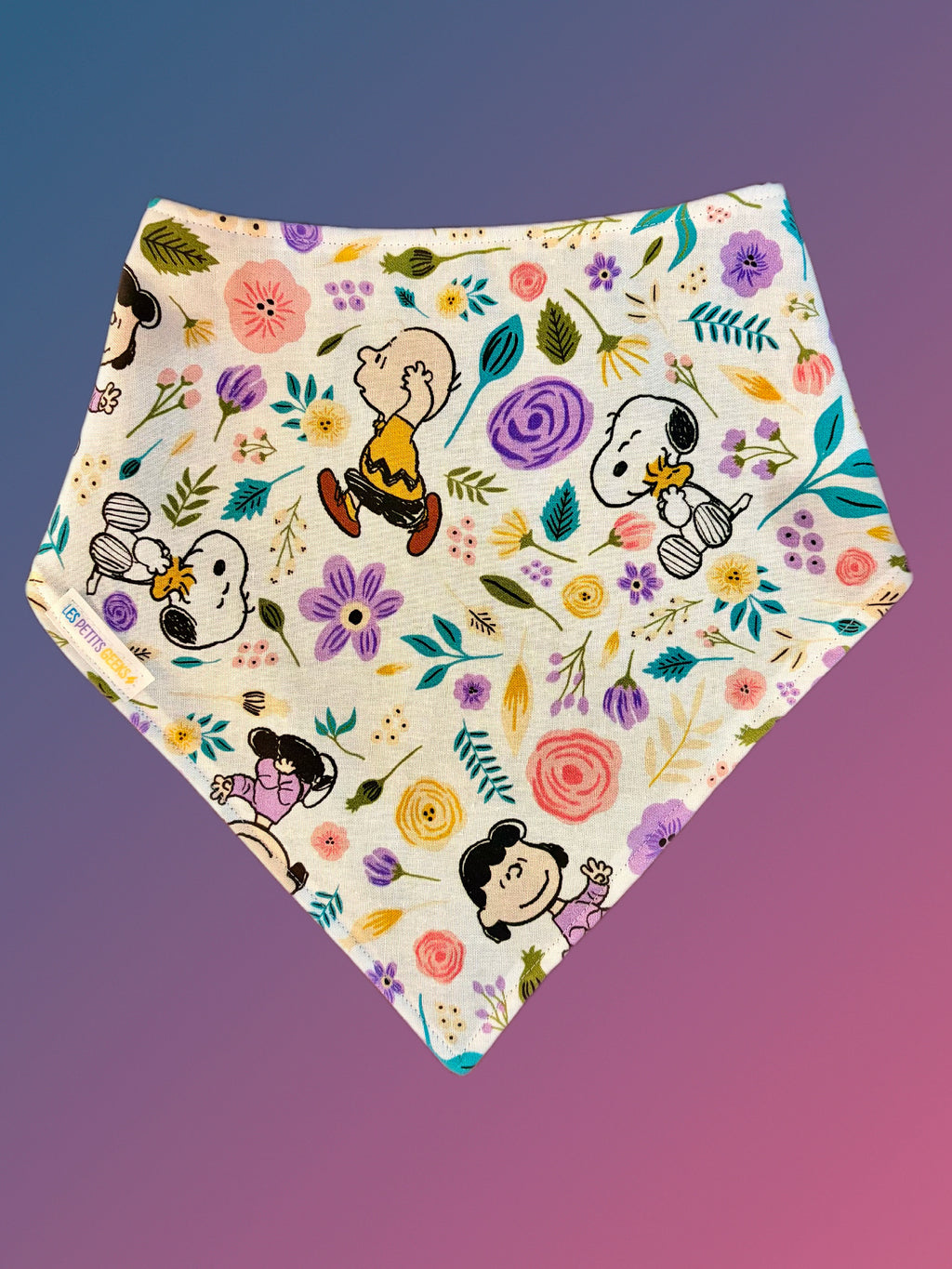 Bavoir adapté | Snoopy Fleuri | Prêt à partir